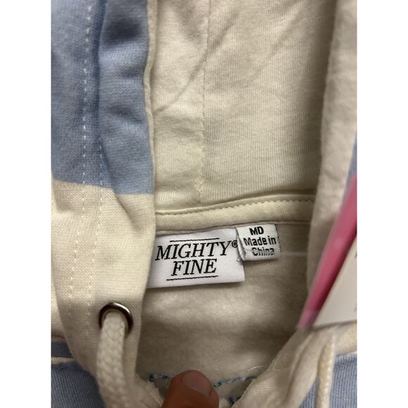 Mighty Fine Leisure Club Hoodie Womens M Blue White Striped Los Angeles Zip Up - Picture 5 of 7